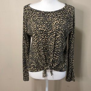 T&B Treasure & Bond Big Girls Long Sleeve Cheetah Print Top XL 14/16